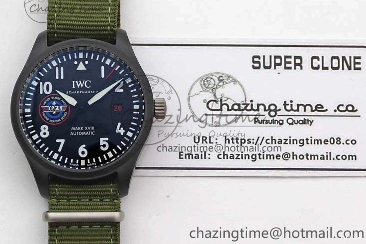 MIROTIME 0304 Packable Mark XVIII ‘TOPGUN SFTI’ Ceramic M+F Best Edition Black Dial on Green Nylon Strap 7048